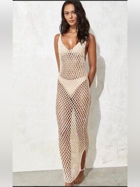 Flook The Label Enya Dress in Cream crochet XS